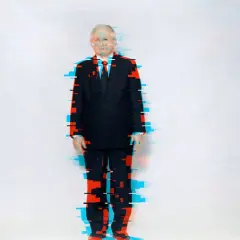 Mężczyzna w garniturze, zniekształcony przez efekt glitch. Czy to zapowiedź nowych plotek transferowych?
