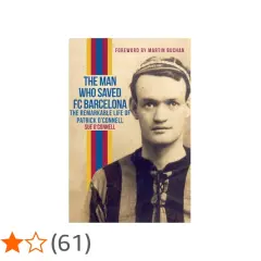 Okładka książki o Patricku O'Connellu, który uratował FC Barcelona. Młody mężczyzna w stroju piłkarskim.