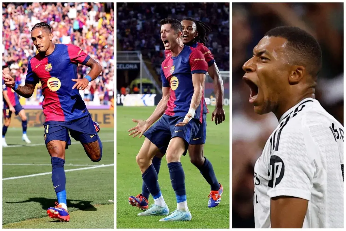 Raphinha, Lewandowski i Mbappé – trzej kandydaci do tytułu la liga strzelcy.